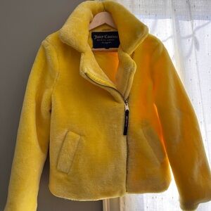 Juicy Couture Yellow Plush Faux Fur Coat